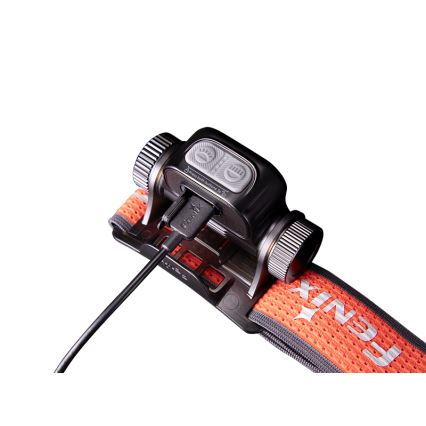 Fenix HM65RTV20BLC- Lanterna de cabeça LED com regulação LED/USB/2xCR123A IP68 3400 mAh preto/laranja