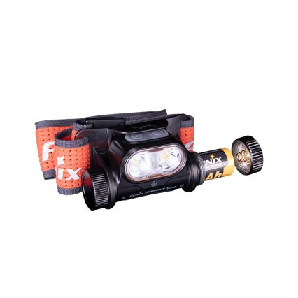 Fenix HM65RTV20BLC- Lanterna de cabeça LED com regulação LED/USB/2xCR123A IP68 3400 mAh preto/laranja