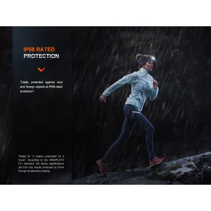 Fenix HM65RTV20PRP - Lanterna de cabeça LED com regulação LED/USB/2xCR123A IP68 1600 lm 300h 3400 mAh preto/roxo