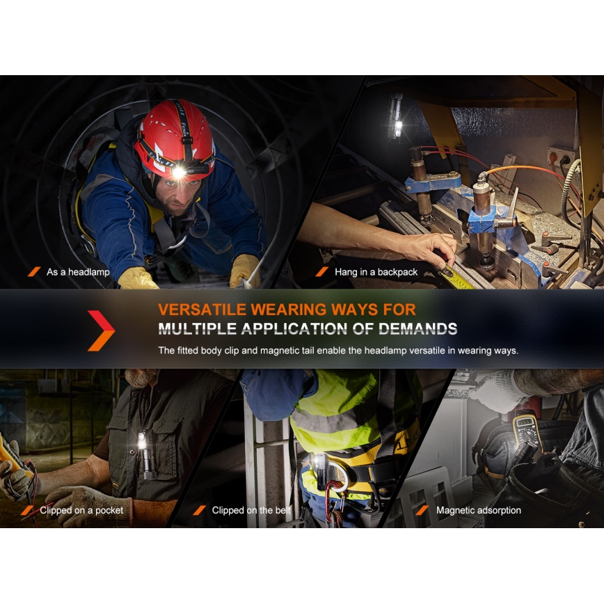 Fenix HM71R - Lanterna de cabeça recarregável LED LED/USB IP68 2700 brilhante 400 h 5000 mAh