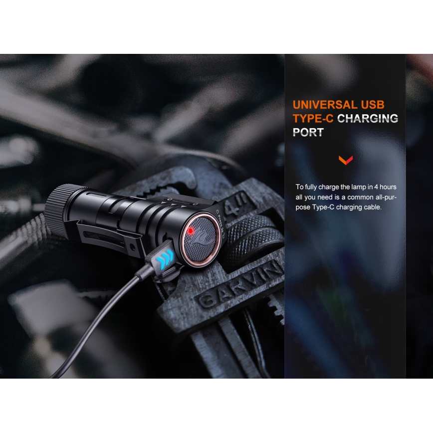 Fenix HM71R - Lanterna de cabeça recarregável LED LED/USB IP68 2700 brilhante 400 h 5000 mAh