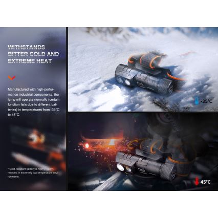 Fenix HM71R - Lanterna de cabeça recarregável LED LED/USB IP68 2700 brilhante 400 h 5000 mAh