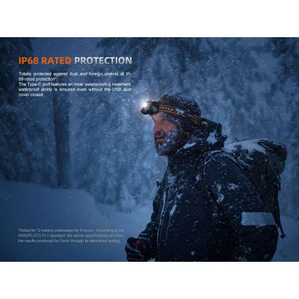 Fenix HM75RTOPAZ - Lanterna de cabeça LED com regulação LED/USB IP68 1600 brilhante 210 h 4000 mAh