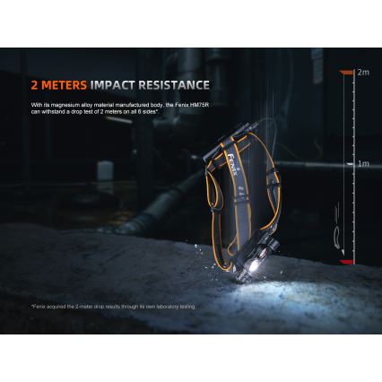 Fenix HM75RTOPAZ - Lanterna de cabeça LED com regulação LED/USB IP68 1600 brilhante 210 h 4000 mAh