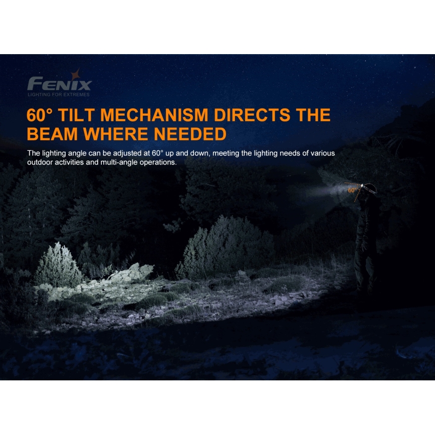 Fenix HP16R1250 - Lanterna de cabeça recarregável LED 3xLED/USB 4xAA IP66 1250 Eu 600 h 3000 mAh