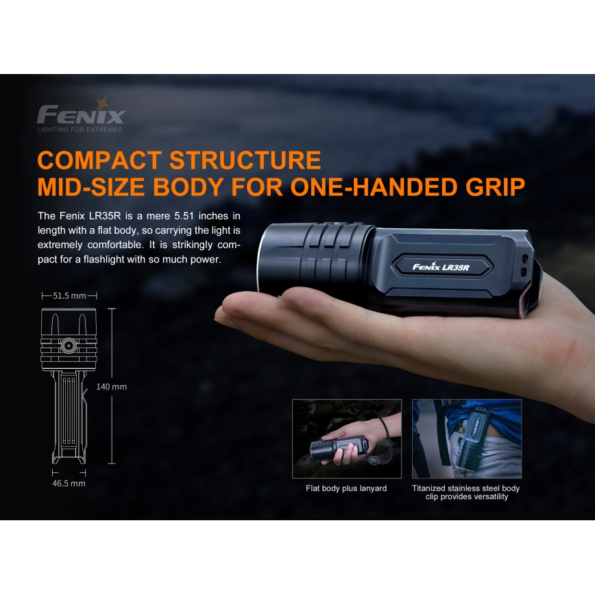 Fenix LR35R - Lanterna recarregável LED 6xLED/2x21700 IP68 10000 lm 80 hrs