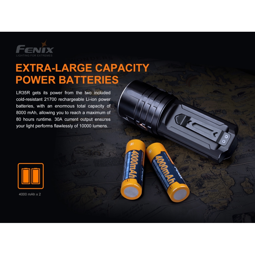 Fenix LR35R - Lanterna recarregável LED 6xLED/2x21700 IP68 10000 lm 80 hrs