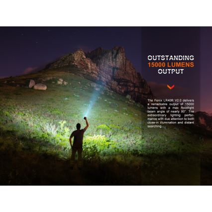 Fenix LR40RV20 - Lanterna recarregável LED LED/USB IP68 15000 brilhante 177 h 5000 mAh