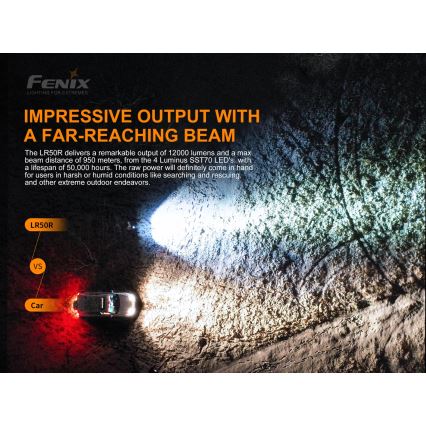 Fenix LR50R - Lanterna recarregável LED 4xLED/USB IP68 12000 lm 58 hrs