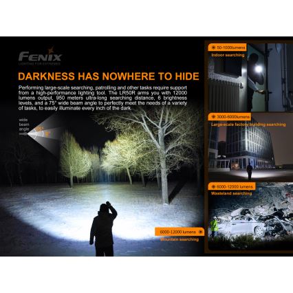 Fenix LR50R - Lanterna recarregável LED 4xLED/USB IP68 12000 lm 58 hrs