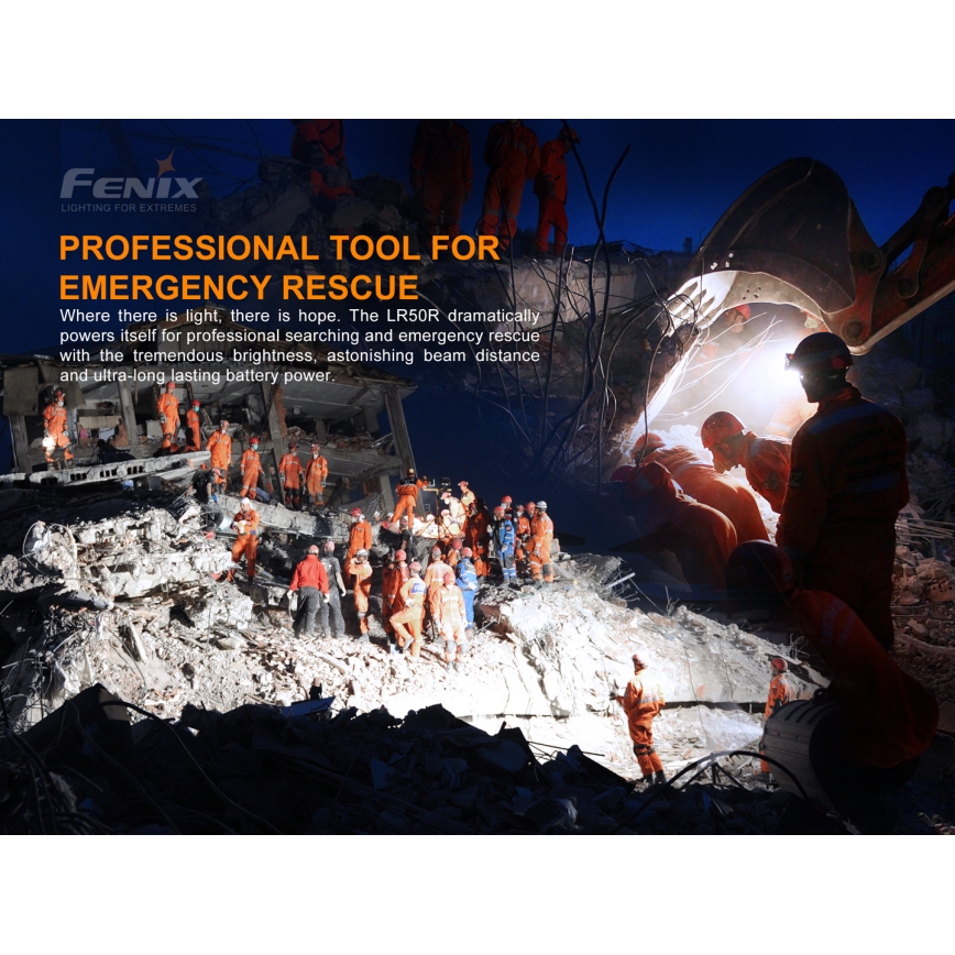 Fenix LR50R - Lanterna recarregável LED 4xLED/USB IP68 12000 lm 58 hrs