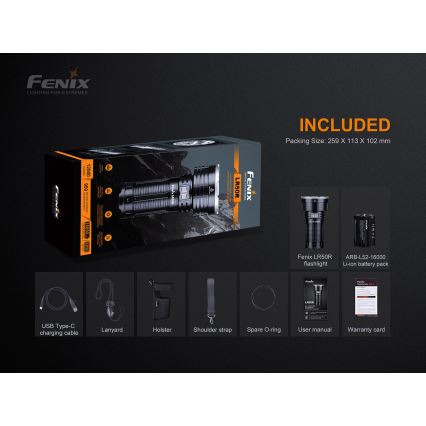 Fenix LR50R - Lanterna recarregável LED 4xLED/USB IP68 12000 lm 58 hrs