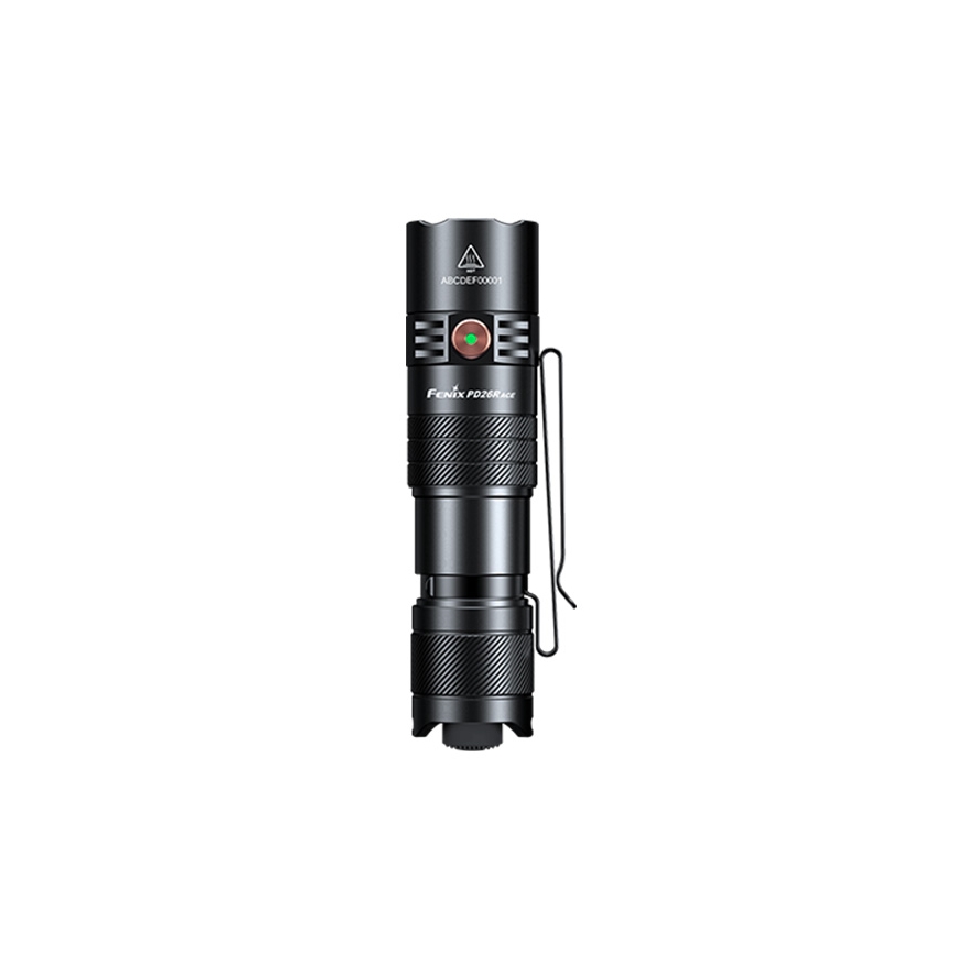 Fenix PD26RACE - Lanterna recarregável LED com regulação de brilho, carregamento USB, bateria 1600 mAh, classificação IP68, 1300 lm, 556 h, preta