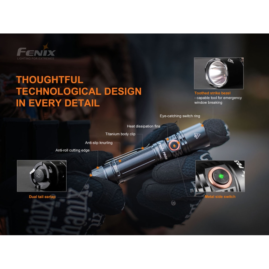 Fenix PD35V30 - Lanterna recarregável LED/USB/2xCR123A IP68 1700 lm 230 h 2600 mAh