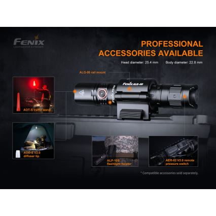 Fenix PD35V30 - Lanterna recarregável LED/USB/2xCR123A IP68 1700 lm 230 h 2600 mAh