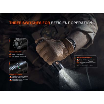 Fenix PD36RACE - Lanterna LED recarregável com regulagem de intensidade, carregamento USB, 5000 mAh, IP68, 3000 lm, 63,45 h, preta