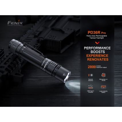 Fenix PD36RPRO - Lanterna tática LED recarregável LED/USB IP68 2800 lm 42 h 5000 mAh