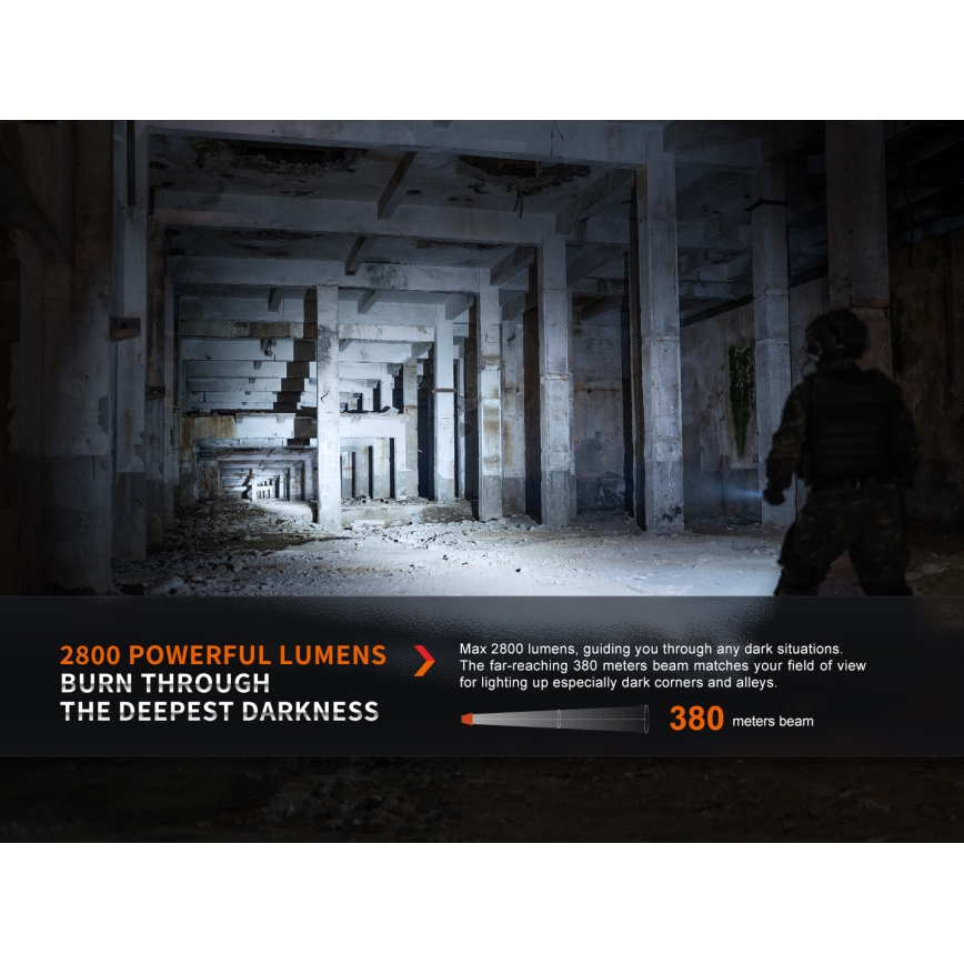 Fenix PD36RPRO - Lanterna tática LED recarregável LED/USB IP68 2800 lm 42 h 5000 mAh