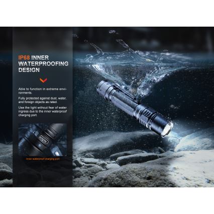 Fenix PD36RPRO - Lanterna tática LED recarregável LED/USB IP68 2800 lm 42 h 5000 mAh