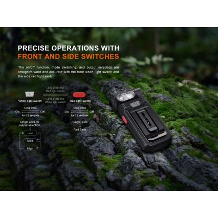 Fenix SW05RREDBLC - Lanterna LED com regulação LED/USB IPX6 150 lm 49 h 700 mAh preto