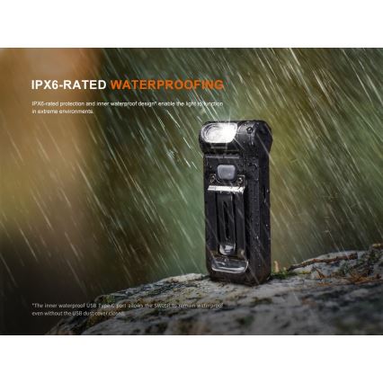 Fenix SW05RREDBLC - Lanterna LED com regulação LED/USB IPX6 150 lm 49 h 700 mAh preto