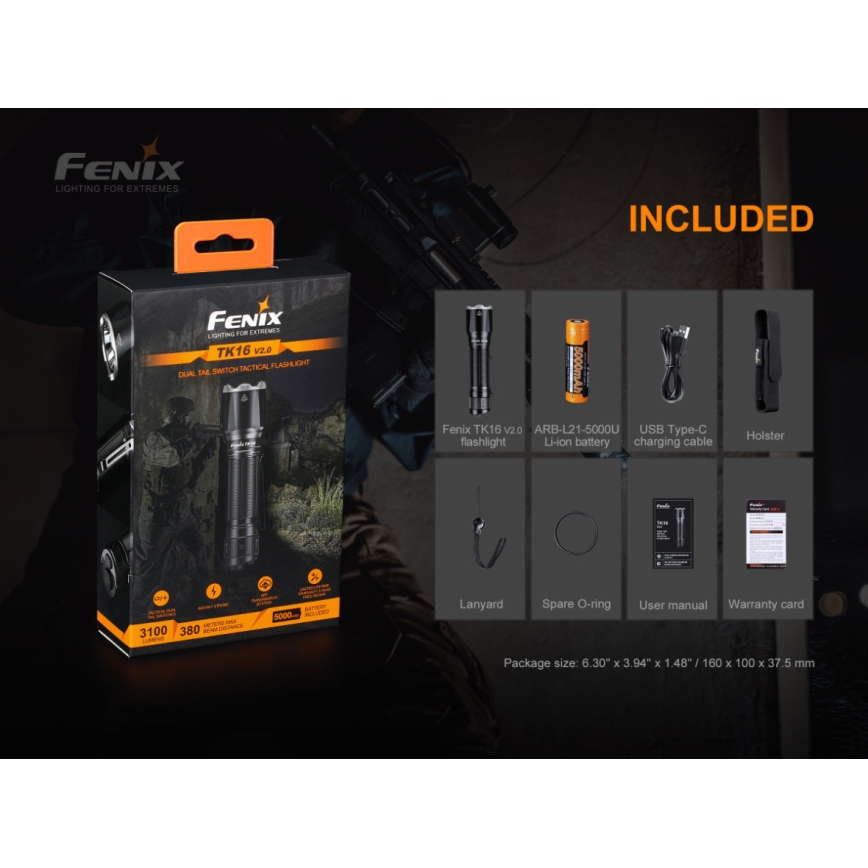 Fenix TK16V20 - Lanterna recarregável LED LED/1x21700 IP68 3100 lm 43 hrs