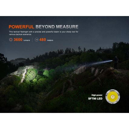Fenix TK21RBLK - Lanterna recarregável LED regulável USB 6000 mAh IP68 3600 lm 72,5 h preta