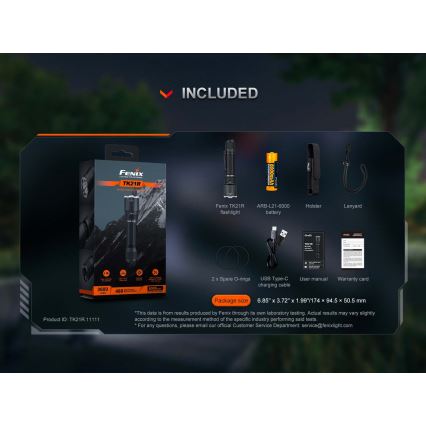 Fenix TK21RBLK - Lanterna recarregável LED regulável USB 6000 mAh IP68 3600 lm 72,5 h preta