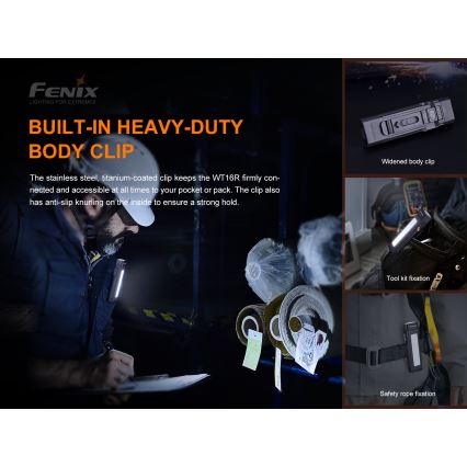 Fenix WT16R - Lanterna recarregável LED 2xLED/USB IP66 300 lm 30 hrs