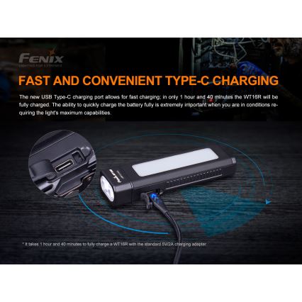 Fenix WT16R - Lanterna recarregável LED 2xLED/USB IP66 300 lm 30 hrs