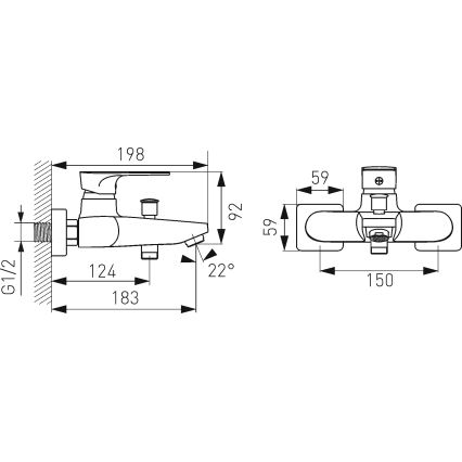 FERRO - Misturador de banheira ALGEO SQUARE cromado brilhante