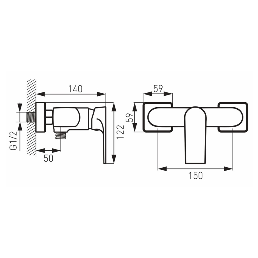 FERRO - Misturador de duche ALGEO SQUARE cromado polido