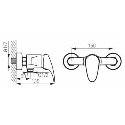 FERRO - Misturador de duche ONE cromado brilhante