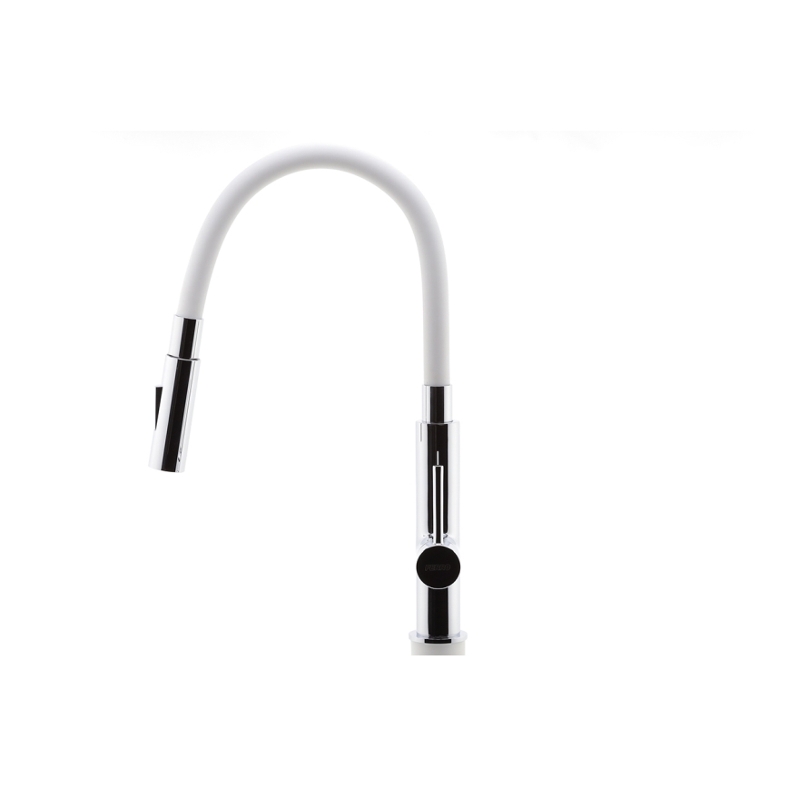 FERRO - Torneira para lava-loiça com braço flexível cromado brilhante/branco