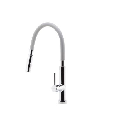 FERRO - Torneira para lava-loiça com braço flexível cromado brilhante/cinzento