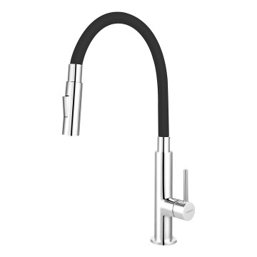FERRO - Torneira para lava-loiça com braço flexível cromado brilhante/preto