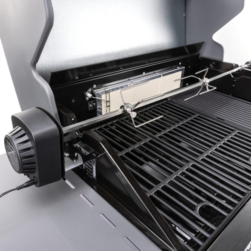 Fieldmann - Espeto rotativo com motor 230 V em aço inoxidável