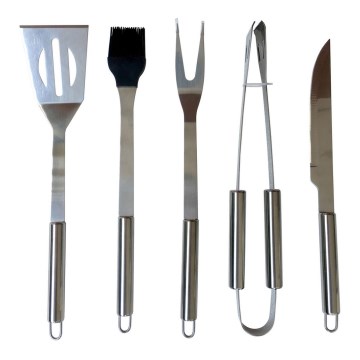 Fieldmann - Ferramentas de grelhar 5 pcs aço inoxidável