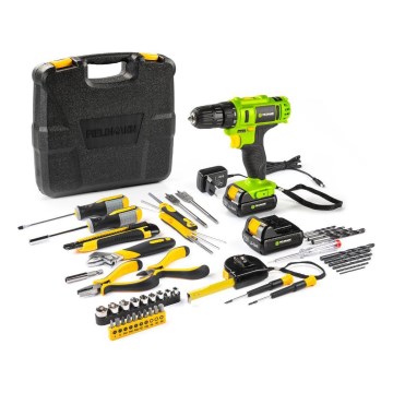 Fieldmann - Furadeira/parafusadora sem fios com acessórios 12 V 1300 mAh