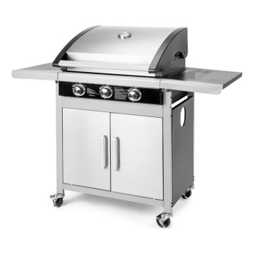 Fieldmann - Grelhador a gás 3 queimadores cromo mate