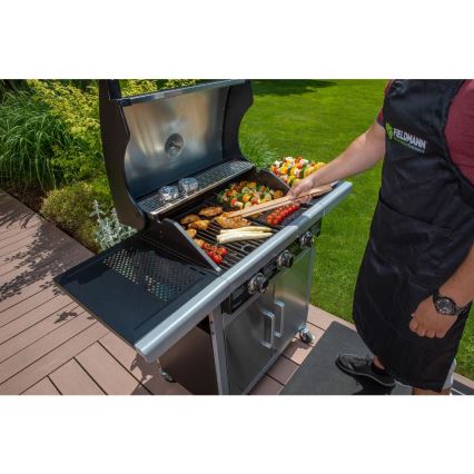 Fieldmann - Grelhador a gás 3 queimadores cromo mate