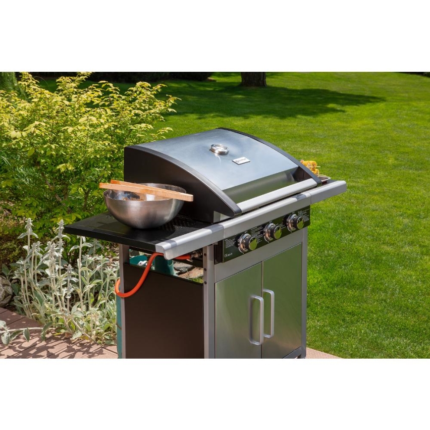 Fieldmann - Grelhador a gás 3 queimadores cromo mate