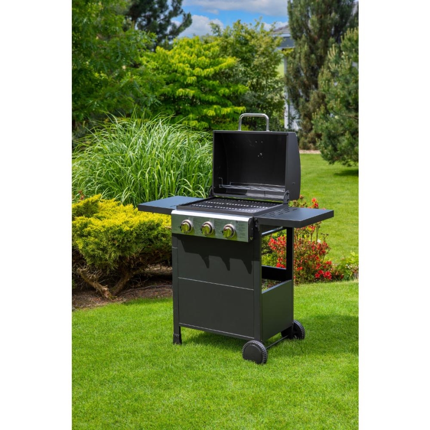 Fieldmann - Grelhador a gás 3 queimadores preto