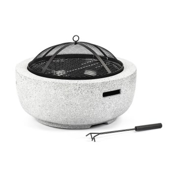 Fieldmann - Lareira a madeira portátil com uma grelha branco