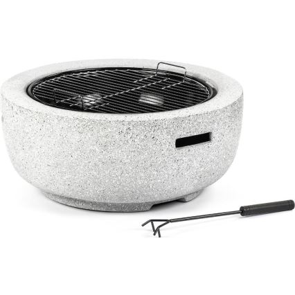 Fieldmann - Lareira a madeira portátil com uma grelha branco