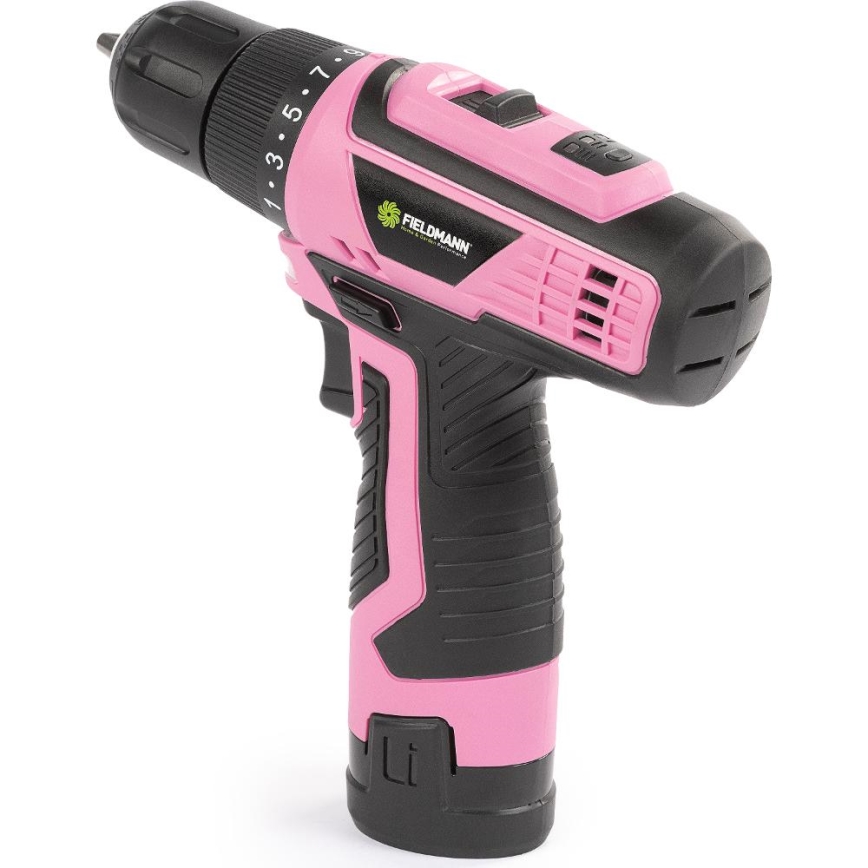 Fieldmann - Parafusadeira/Furadeira a bateria 12V 1500 mAh rosa/preto
