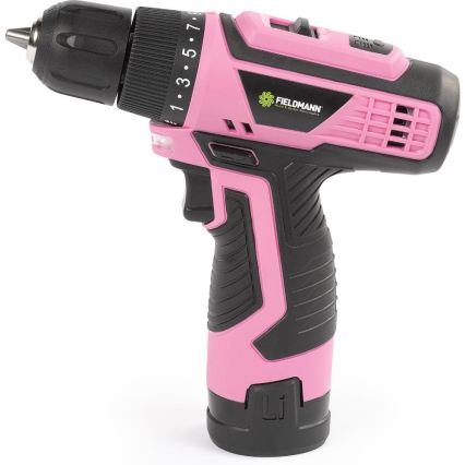 Fieldmann - Parafusadeira/Furadeira a bateria 12V 1500 mAh rosa/preto