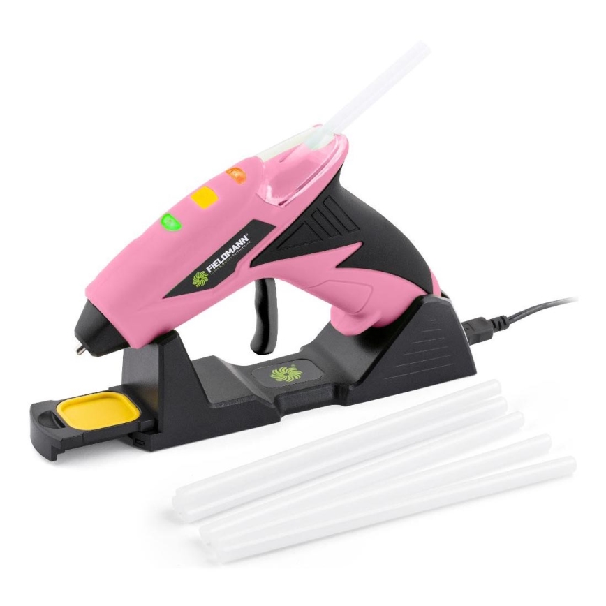 Fieldmann - Pistola de cola quente sem fios 4V 1500 mAh rosa