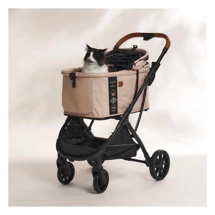 Fikago - Carrinho de passeio para cães e gatos AGILE HUGGY bege