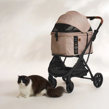 Fikago - Carrinho de passeio para cães e gatos AGILE HUGGY bege